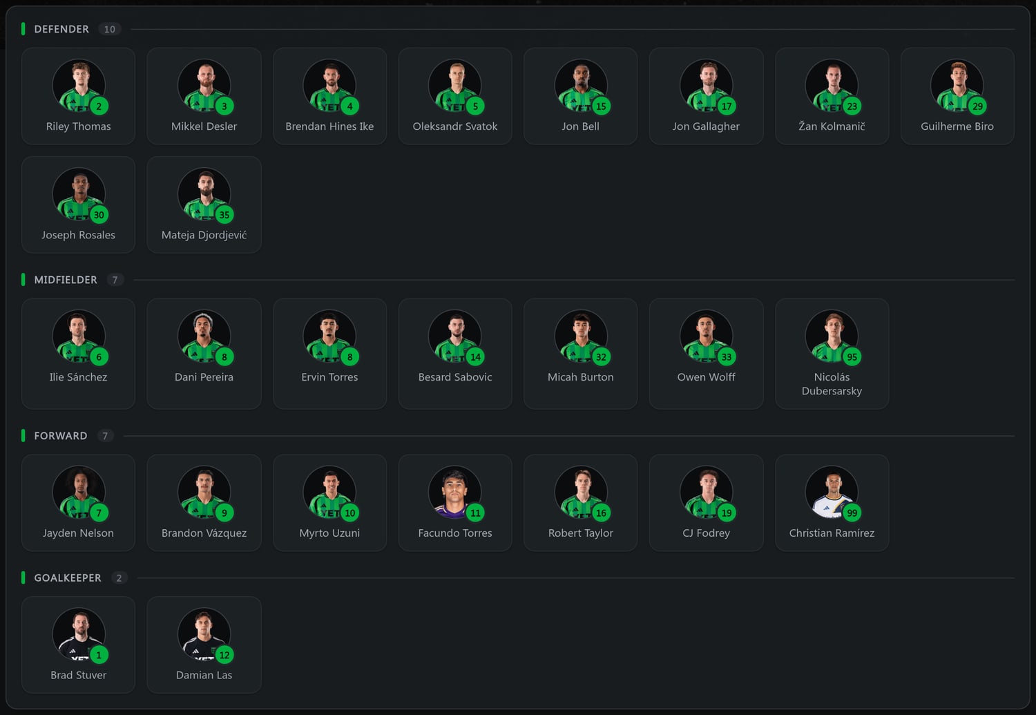 Squad List